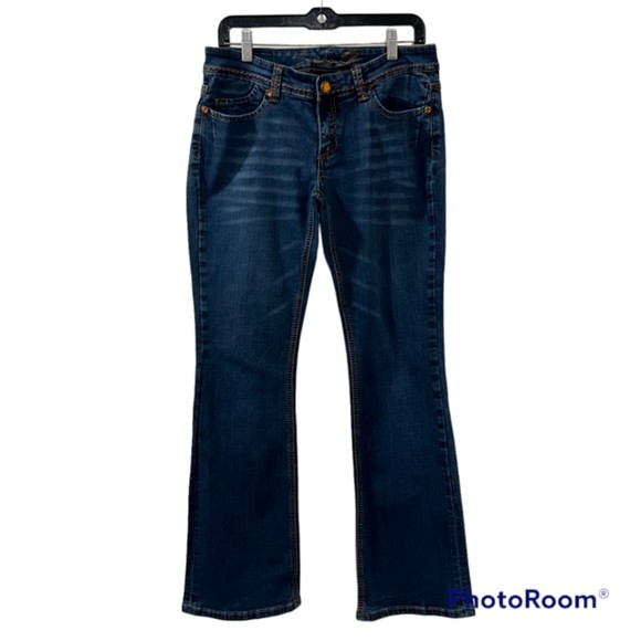 Seven7 Womens Blue Washed Bootcut Denim Thick Stitch Mid Rise Jeans Size 8 - Picture 1 of 12